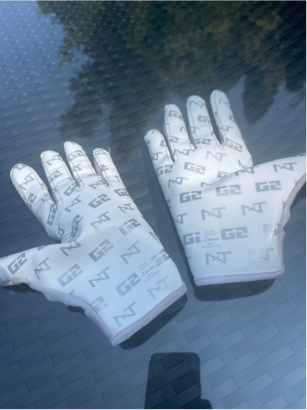 NXTRND G2 Pro Football Receiver Gloves White Silver Performance Athletic Gear XL